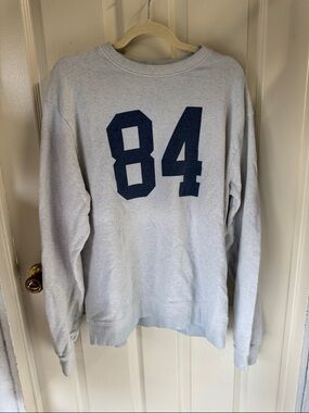 Brandy Melville John Galt Light Gray Sweatshirt with Navy '84' Graphic